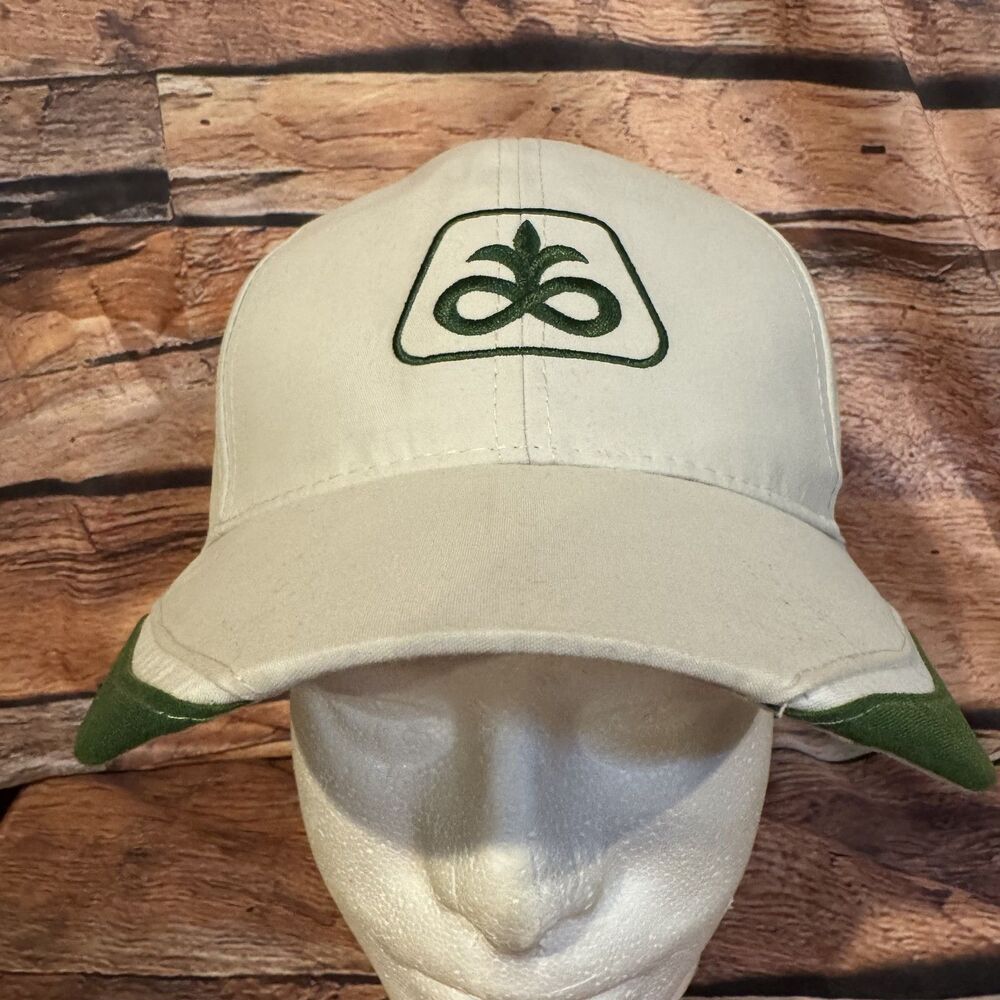 Pioneer DuPont Agriculture Hat Beige Green Adjustable Strapback Baseball Cap